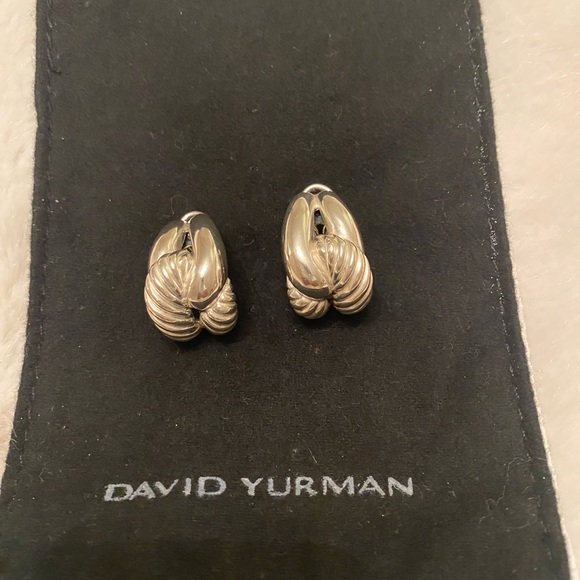 David Yurman Sterling Silver Woven Cable Earrings - Picture 3 of 3